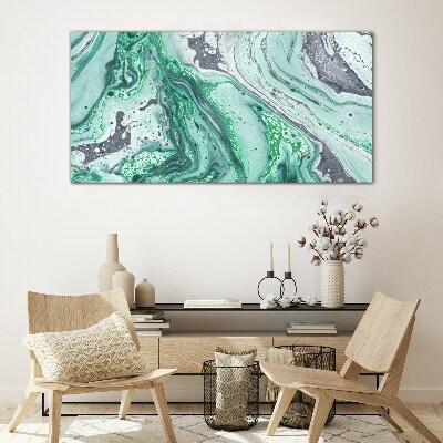 Green waves of abstraction Glass Wall Art
