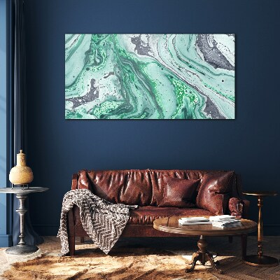 Green waves of abstraction Glass Wall Art