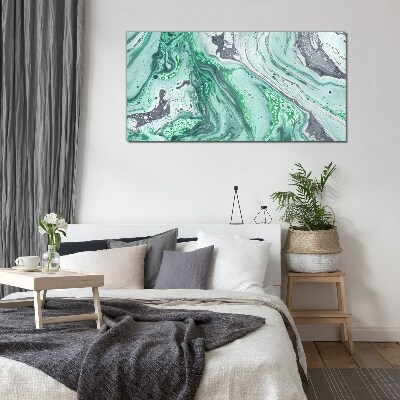 Green waves of abstraction Glass Wall Art