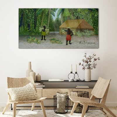 Banana palm jungle hut Glass Wall Art