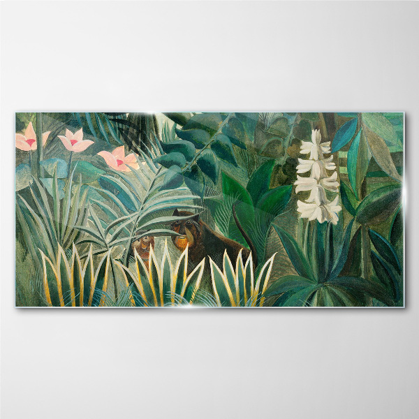 Mysterious forest with wild animals Glass Wall Art