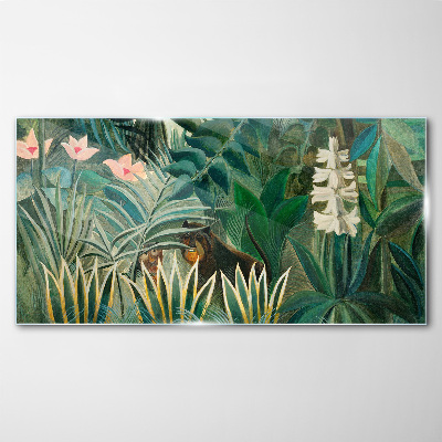 Mysterious forest with wild animals Glass Wall Art