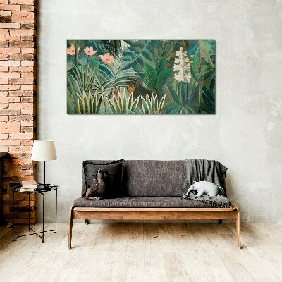 Mysterious forest with wild animals Glass Wall Art