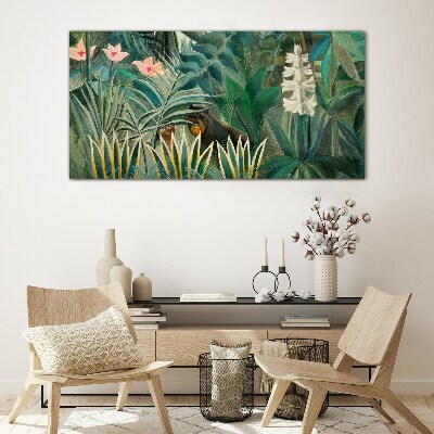 Mysterious forest with wild animals Glass Wall Art