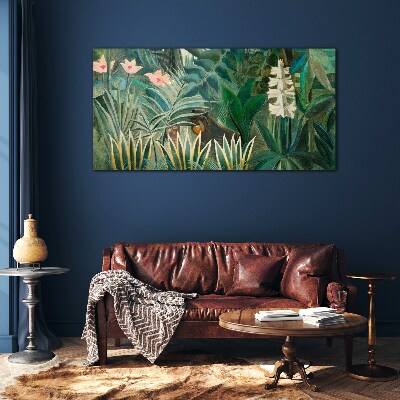 Mysterious forest with wild animals Glass Wall Art