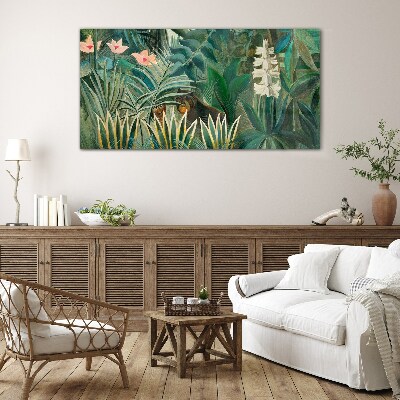 Mysterious forest with wild animals Glass Wall Art