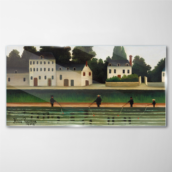 Fish hunters by the river Glass Wall Art