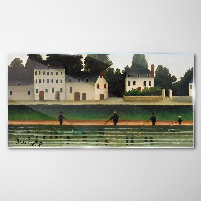 Fish hunters by the river Glass Wall Art