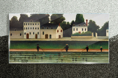 Fish hunters by the river Glass Wall Art