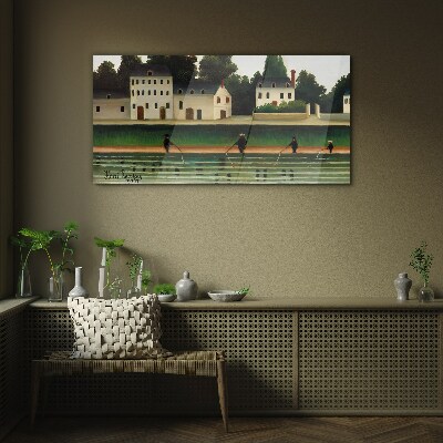 Fish hunters by the river Glass Wall Art