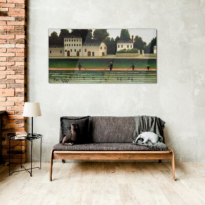 Fish hunters by the river Glass Wall Art