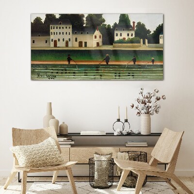 Fish hunters by the river Glass Wall Art