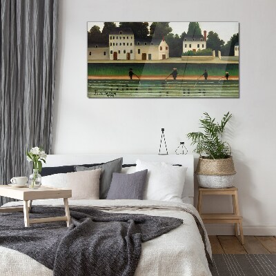 Fish hunters by the river Glass Wall Art