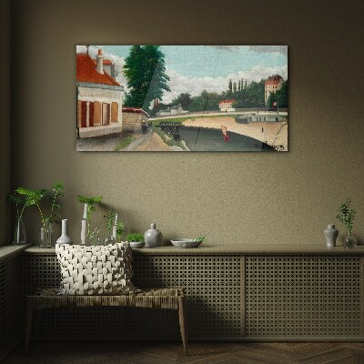 A quiet river bank Glass Wall Art