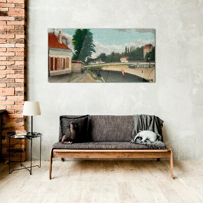 A quiet river bank Glass Wall Art