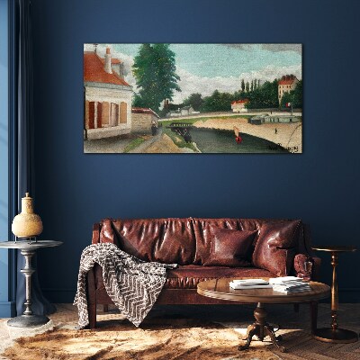 A quiet river bank Glass Wall Art