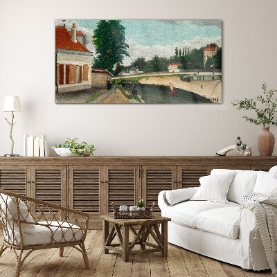 A quiet river bank Glass Wall Art