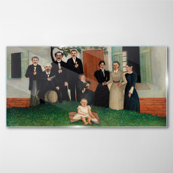 Family meeting in the garden Glass Wall Art