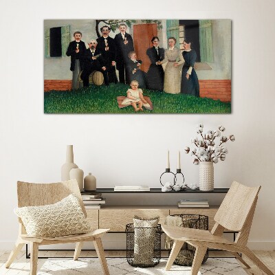 Family meeting in the garden Glass Wall Art