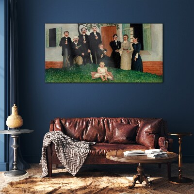 Family meeting in the garden Glass Wall Art