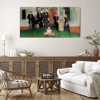 Family meeting in the garden Glass Wall Art