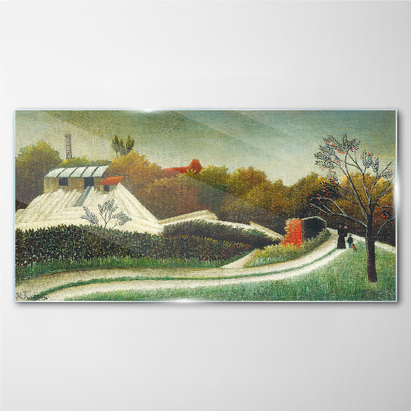 Countryside scenery with trees Glass Wall Art