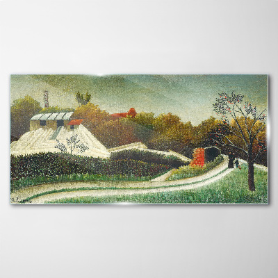Countryside scenery with trees Glass Wall Art