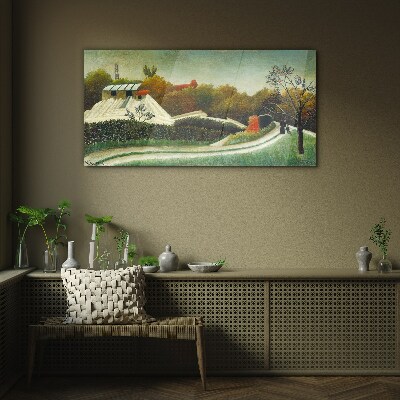 Countryside scenery with trees Glass Wall Art