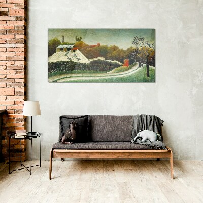 Countryside scenery with trees Glass Wall Art