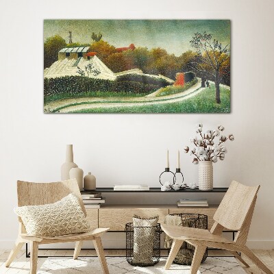 Countryside scenery with trees Glass Wall Art