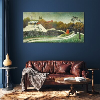 Countryside scenery with trees Glass Wall Art