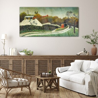 Countryside scenery with trees Glass Wall Art
