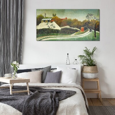 Countryside scenery with trees Glass Wall Art