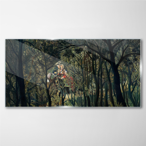 Mysterious Rider in the Forest Glass Wall Art