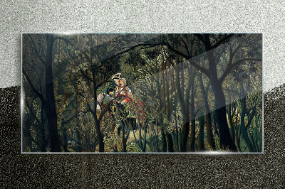 Mysterious Rider in the Forest Glass Wall Art
