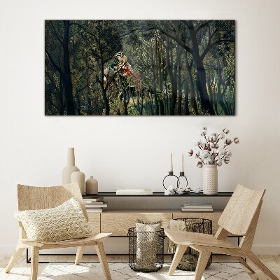 Mysterious Rider in the Forest Glass Wall Art