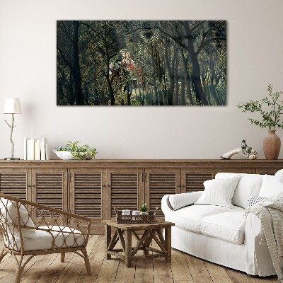 Mysterious Rider in the Forest Glass Wall Art