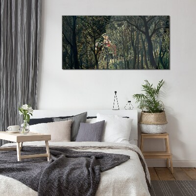 Mysterious Rider in the Forest Glass Wall Art