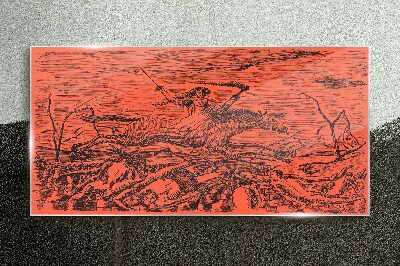 Rider on a Fiery Landscape Glass Wall Art