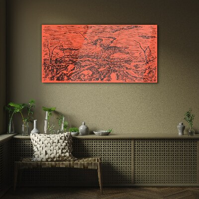 Rider on a Fiery Landscape Glass Wall Art