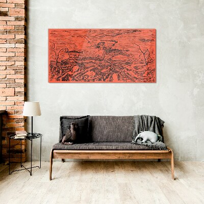 Rider on a Fiery Landscape Glass Wall Art
