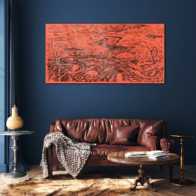 Rider on a Fiery Landscape Glass Wall Art