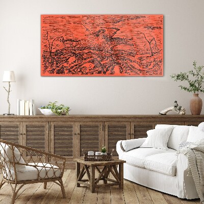 Rider on a Fiery Landscape Glass Wall Art