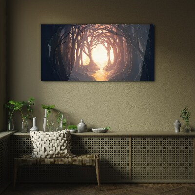 Light in the forest Glass Wall Art