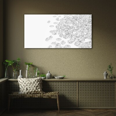 Crystal rain on white background Glass Wall Art