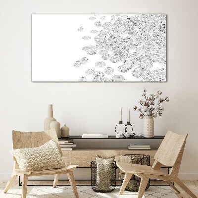 Crystal rain on white background Glass Wall Art