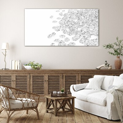 Crystal rain on white background Glass Wall Art