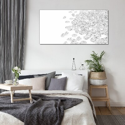 Crystal rain on white background Glass Wall Art