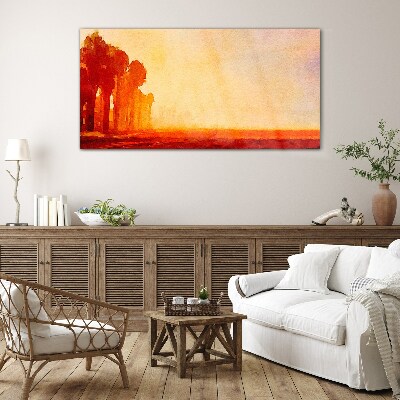 Abstraction forest orange Glass Wall Art