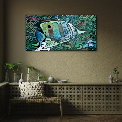 Abstraction animals fish Glass Wall Art